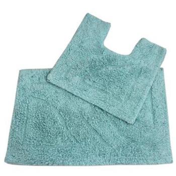 Luxury Reversible Aqua Cotton Bath Mat Set