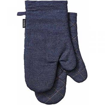 Blue Cotton Oven Mitts, Denim Style, 18x33cm, Set of 2
