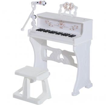 HOMCOM 37 Keys Kids Piano Mini Electronic Keyboard Light