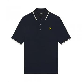 Polo Lyle & Scott Tipped Bleu Profond Col Classique Manches Courtes