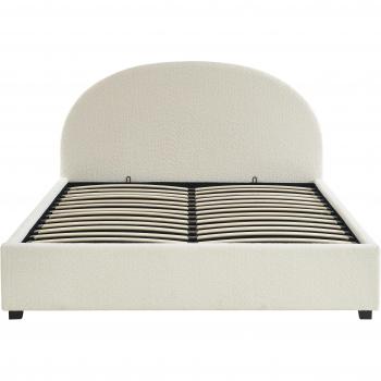 Lit coffre tissu écru 140x190 avec rangement intégré