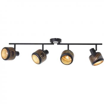 E14 Spot de plafond Tyas 4 x 84 cm, couleur noire or