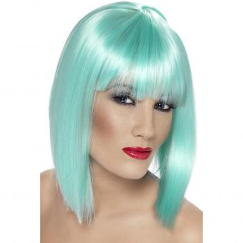 Smiffys Kurzer Bob mit Pony – Neon Aqua Peluca corto turquesa, Damen One Size