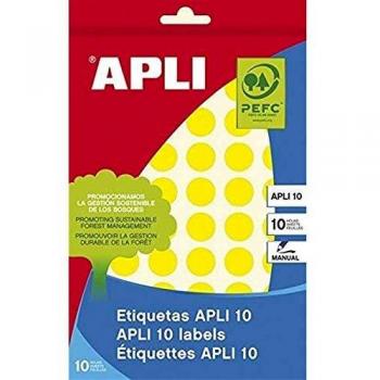 Apli Etiquetas 10 Amarillas Ø 13mm 8 Hojas-02734