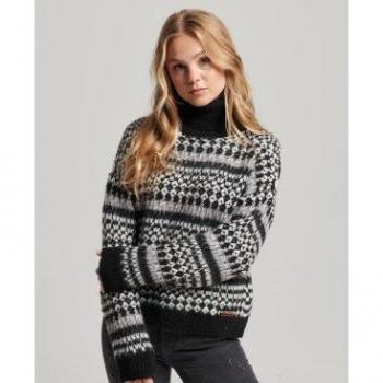 Superdry Black Crop Sweater with High Neck for Women XL