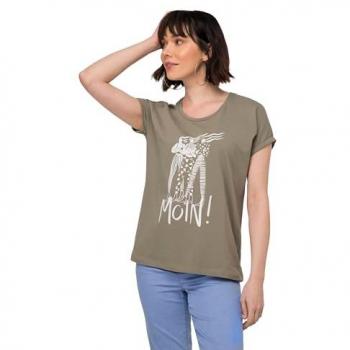 Laurason Damen T-Shirt M, oversized, braun, Baumwollmaterial