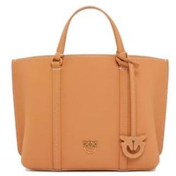 Borsa Shopper in pelle nera marrone chiaro