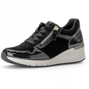 Baskets Gabor 56418 en Velours Noir avec Talon Wedge pour Femmes