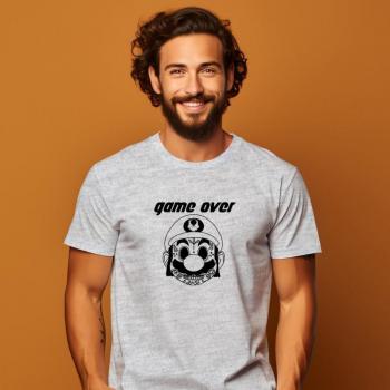 Camiseta estilo gaming Game Over Mario en gris oscuro