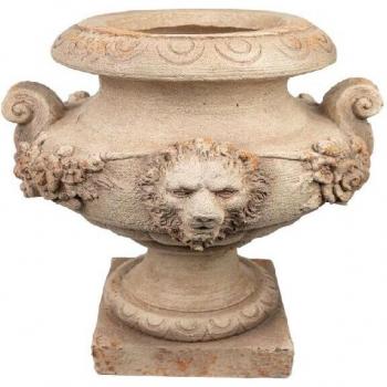 Macetero Leones de Resina Crema