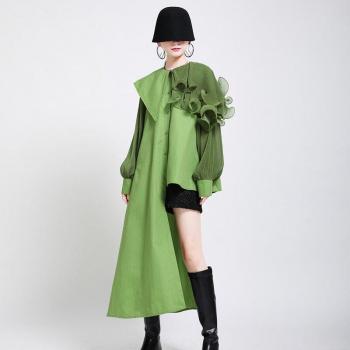 O Neck Long Sleeve Ruffle Top for Women