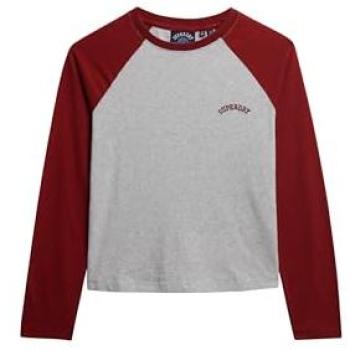 Superdry T-shirt Baseball Long Manches Rouge
