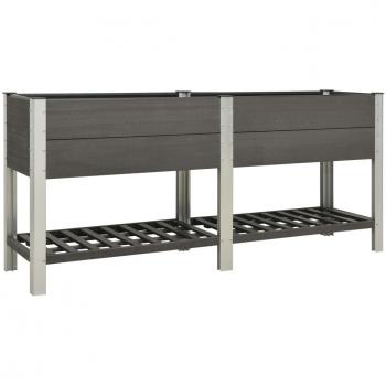 Fioriera Rialzata in WPC Grigio con Ripiano 200x50x90 cm
