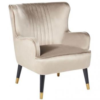 Beliani Varberg Sillón de Terciopelo Negro y Dorado