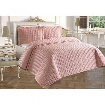 Estiva Ensemble Lit Doublon Matelassé – Couvre-lit 250 x 260 mm, Taie d'oreiller 50 x 70 mm, Poudre