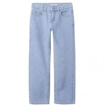Straight‑Leg Blue Rhinestone Jeans for 12‑Year‑Olds