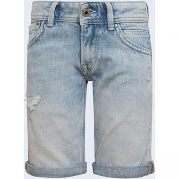 Pepe Jeans Kids' Blue Bermuda Shorts with Distressed Finish 8Y