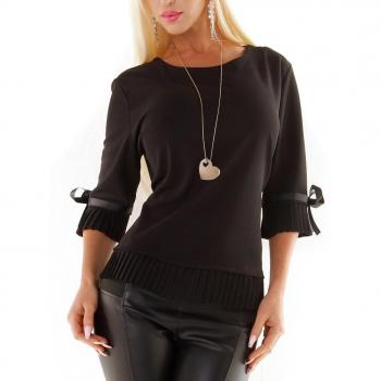 Schleifenschick: Satin-Cocktail Shirt für Damen, S/M