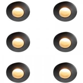 Focos Modulares Negros 6‑Pieza, Protección IP44, Ideal para LED