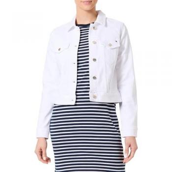 Tommy Hilfiger Jeansjacke mit Logo‑Stich in Weiß – Größe 44