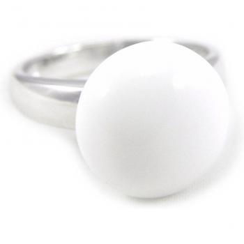 Ring aus Silber „Obao“ Weiß‑Eis-Glanz (Rhodi) – 13 mm, 50 % weiß