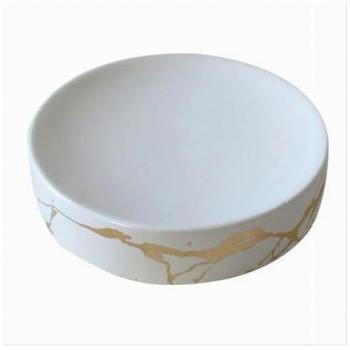 Arredo bagno piattino con finitura marmo oro