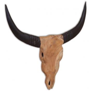 Teak Bull Skull Wall Hanging 69x6x60 cm