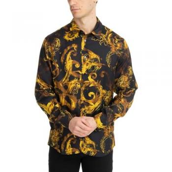 Versace Jeans Couture Camicia Uomo Nero Barocco Taglia 50