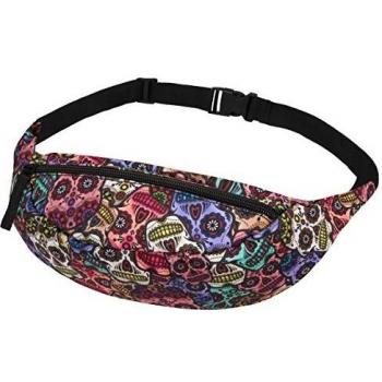 Hüft‑Gürteltasche Alsino GT‑020 – 13 cm breite Bauchtasche, buntes Totenkopfmotiv