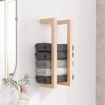 Porte-serviette en pin massif 23x18x60 cm