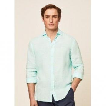 Camisa Hackett Lino Slim Fit Elegante sin Botones