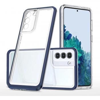 Clear 3‑in‑1 Samsung Galaxy S21 Plus 5G Case – Gel Shield, Blue Trim