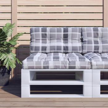 Palettensofa-Kissen Grau Karomuster 2 Stück