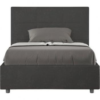 Cama Mika 120x190 cm: Microfibra Gris + Somier Acolchado