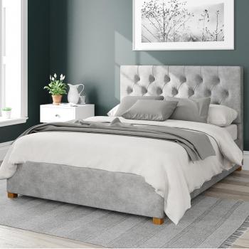 Silver and Linen Ottoman Bed Olivier