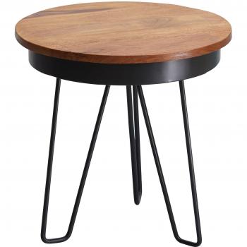 FineBuy FB51380 Beistelltisch (43 × 45 × 43 cm) Sheesham‑Massivholz, modern, industriell