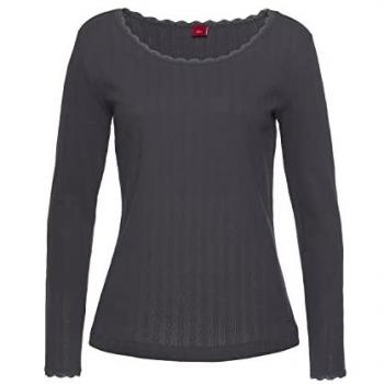 S.Oliver Ajour-Strick Pyjamaoberteil Damen Graphit Gr. 32/34