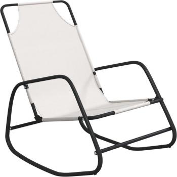Fauteuil Relaxation Extérieure Transat Chaise Longue Acier Textilène Crème Helloshop26 02_0012969