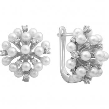 Ecos Marinos: Aretes de Plata, Perla Natural y Fianita
