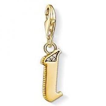 Charm letra I de plata con baño de oro de 18K
