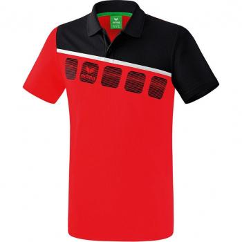 Erima 5-C Short Sleeve Polo Shirt for Children, Red/Black/White, Unisex, Size 152 cm