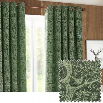 Winter Woods Emerald Eyelet Drapes