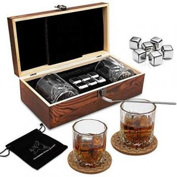 Velvet-Trimmed Whiskey Stone Kit for Christmas