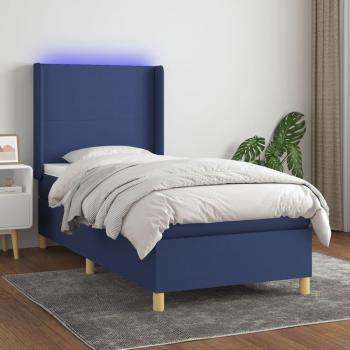 VidaXL Boxspringbett Boxspringbett mit Matratze LED Blau 90x200 cm Stoff