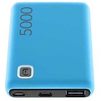 Batería Externa CellularLine PBESSENCE5000B, 5000 mAh, 12 W, USB-A / USB-C, Azul