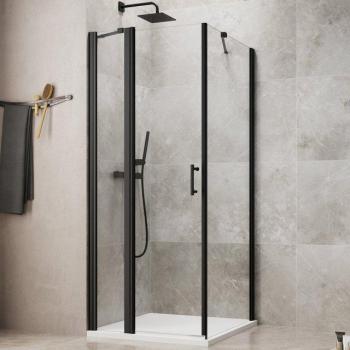 MAW Flex Pro AP‑F200 – ECO‑Eckdusche 100 × 100 cm mit mattschwarzem Bodenablauf