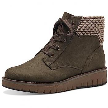 Marco Tozzi Women's Maizie Lace Up Boots Green Textile