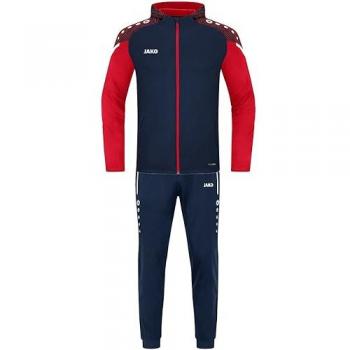 Polyester-Kinder-Trainingsanzug Jako Performance mit Kapuze – Marine/Rot, Größe 128