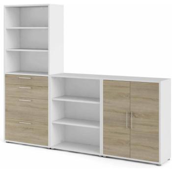 Buffet Chic, Meuble Bas 4 Tiroirs, 7 Étagères, 40x267x221.5h Cm Blanc