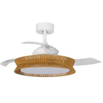 Lucande Ventilator Lineta 103 cm – LED‑Beleuchtung, weiß, Seil, leisewirksam